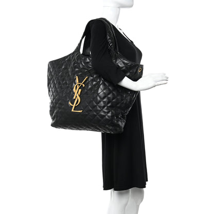 Saint Laurent Lambskin Quilted Maxi Icare Shopping Tote Black 2 of 11