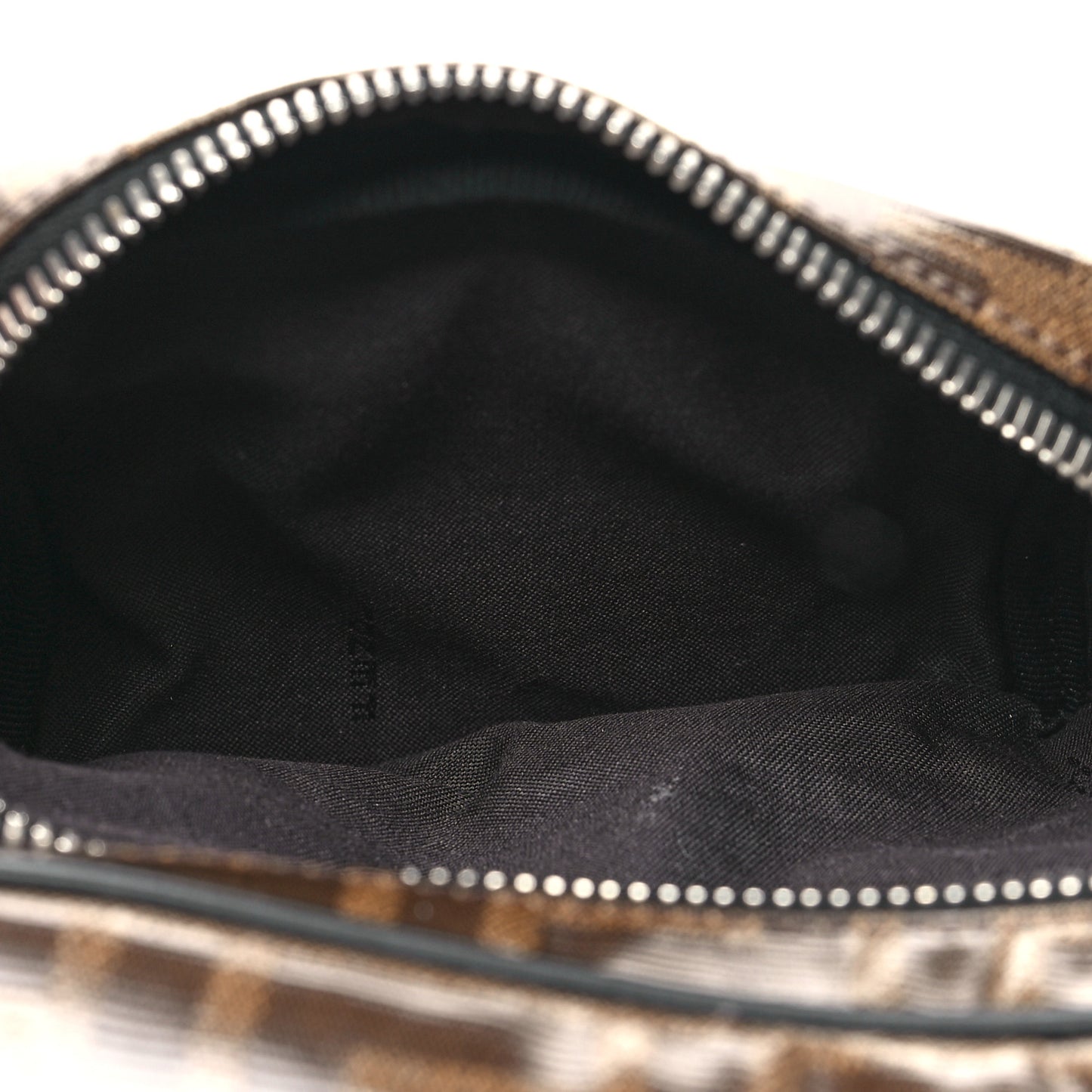 Glazed Fabric Vitello Century FF 1974 Stamp Patch Mens Pocket Belt Bag Mogano Panna Black