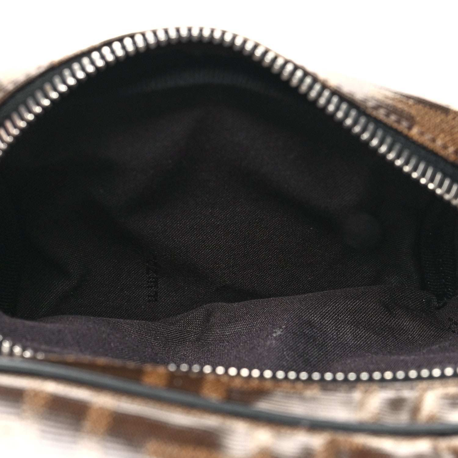 Fendi Glazed Fabric Vitello Century FF 1974 Stamp Patch Mens Pocket Belt Bag Mogano Panna Black 6 of 11