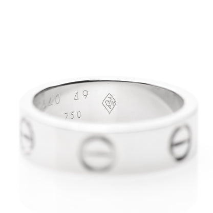 Cartier 18K White Gold 5.5mm LOVE Ring 49 4.75 5 of 5