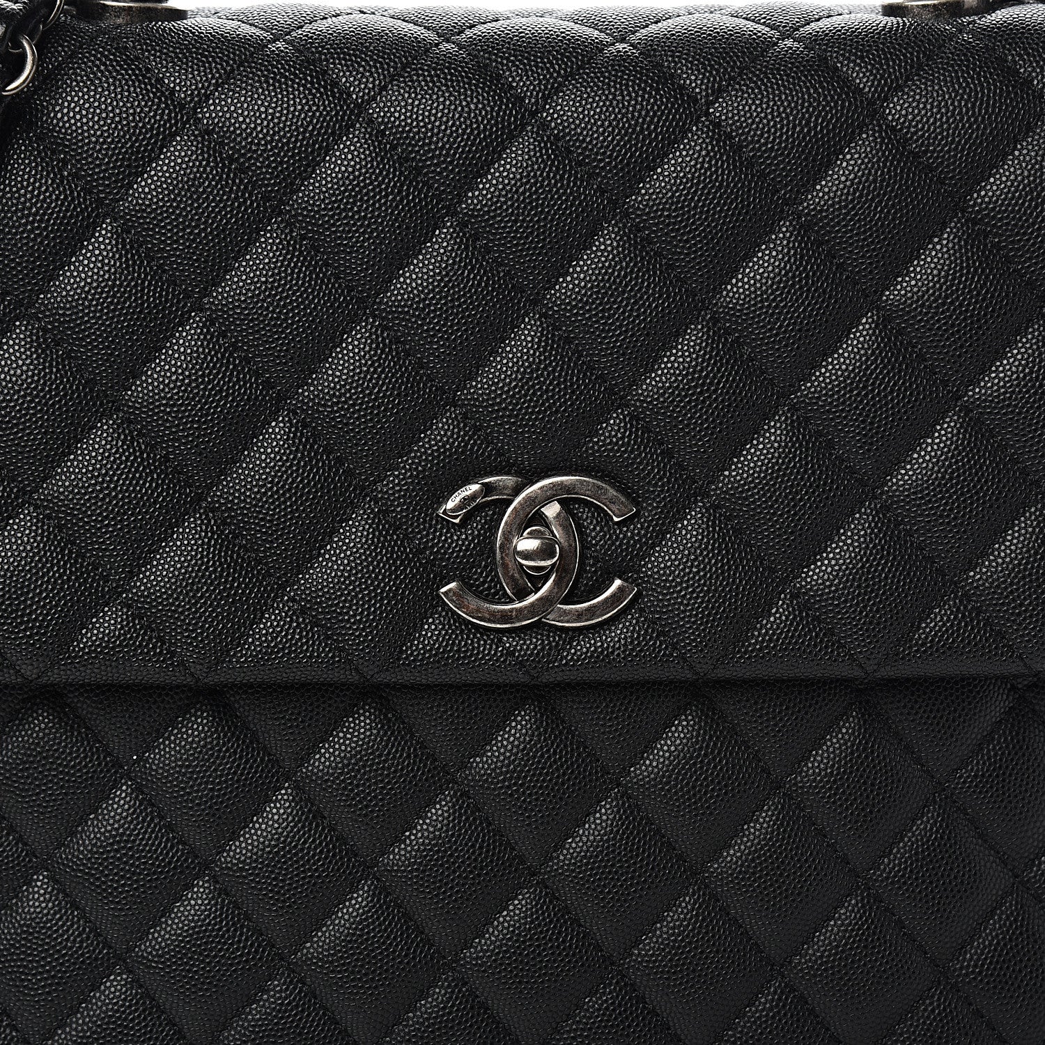 Chanel Caviar Lizard Quilted Large Coco Handle Flap Black 11 of 11