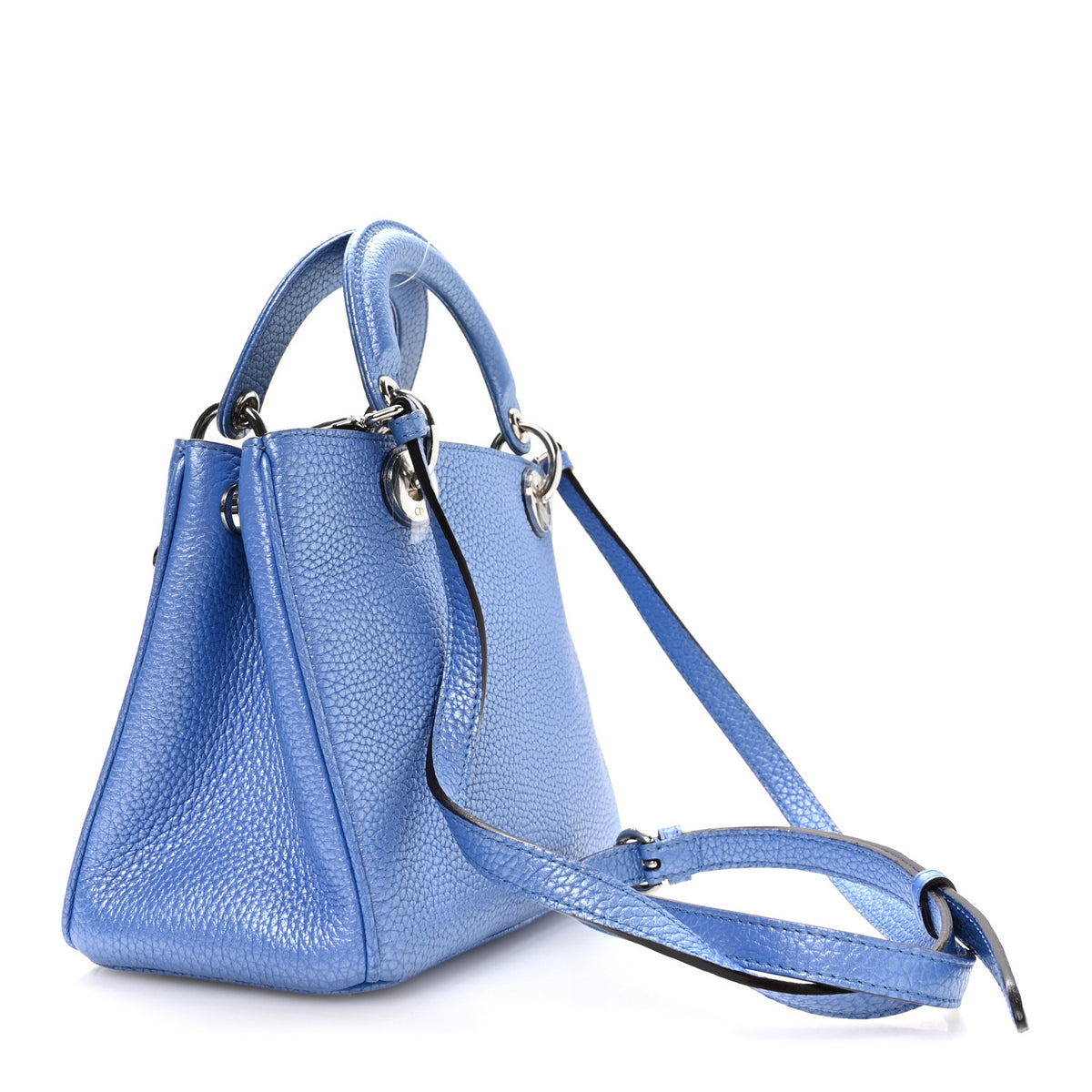 Metallic Bullcalf Mini Diorissimo Tote Blue