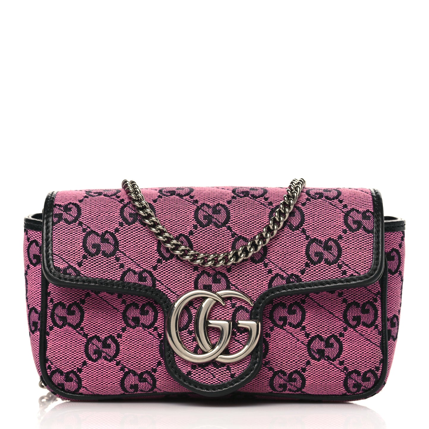 Monogram Multicolor Matelasse Diagonal Super Mini GG Marmont Shoulder Bag Pink Blue