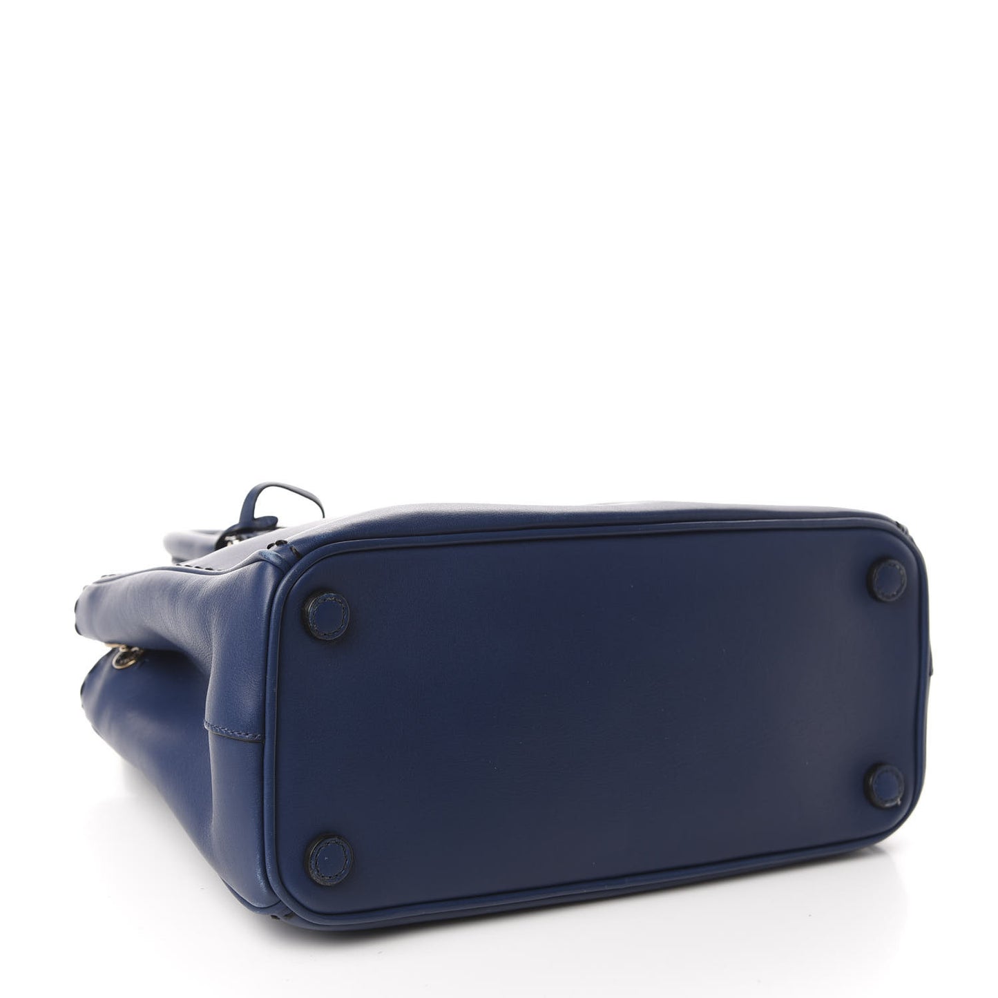 City Calf Hand Stitched Small Galleria Double Zip Tote Bluette