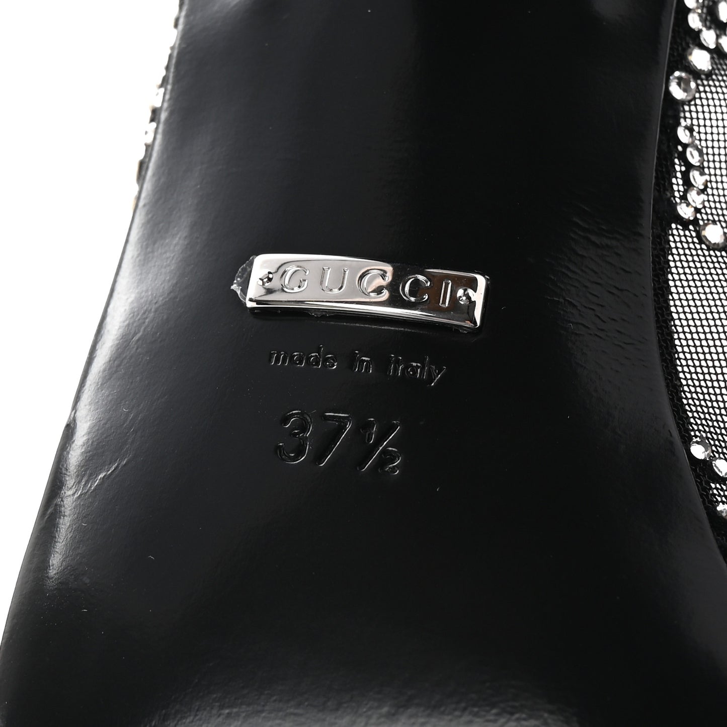 Tela Retino Kid Scamosciato Crystal GG Monogram Square G 95mm Slide Sandals 37.5 Black
