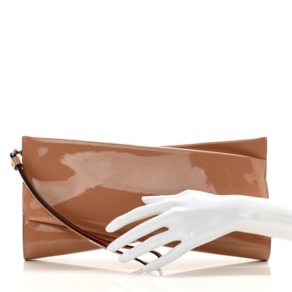 Christian Louboutin Patent Loubi Twist Zip Clutch Bag Nude 2 of 8