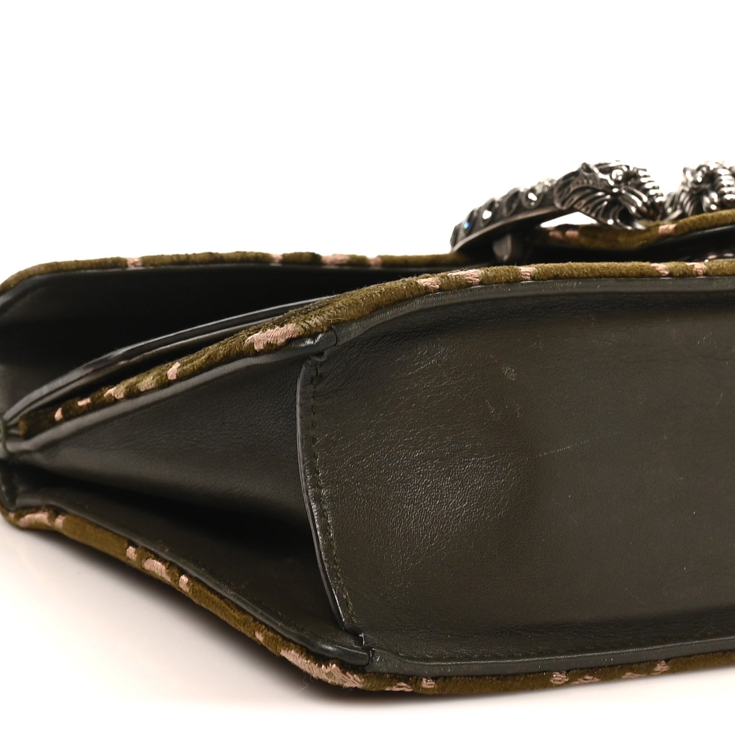 Velvet Moon Calfskin Crystal GG Monogram Small Dionysus Shoulder Bag Dark Olive Rose Gold