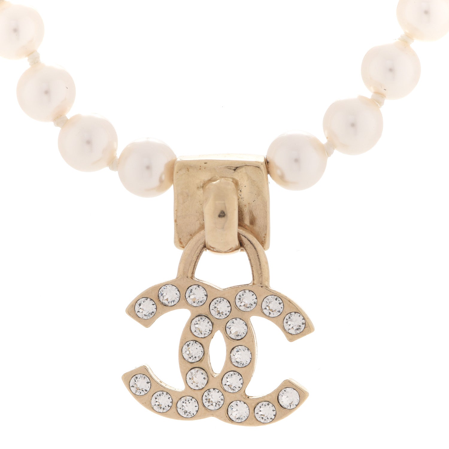 Chanel Pearl Crystal CC Choker Necklace Gold 4 of 5