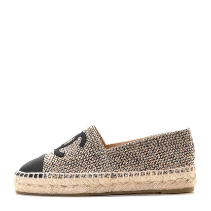 Chanel Tweed Grosgrain CC Espadrilles 36 Gold Beige Black 1 of 12