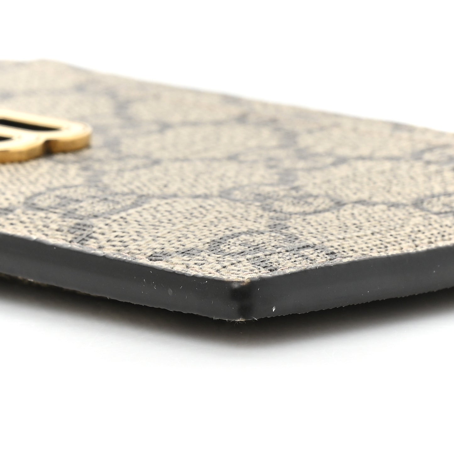 X BALENCIAGA GG Supreme Monogram Zip Card Case Beige Ebony