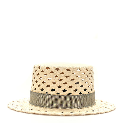 Hermes Straw Panama Elenora Hat 57 Naturel Black 2 of 8