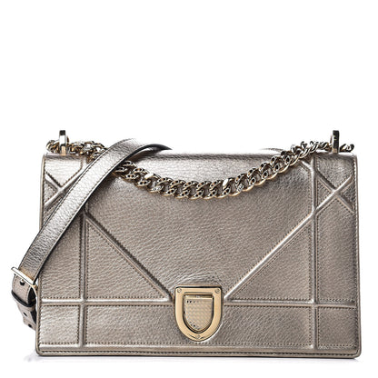 Christian Dior Metallic Grained Calfskin Medium Diorama Flap Bag Gold 1 of 15