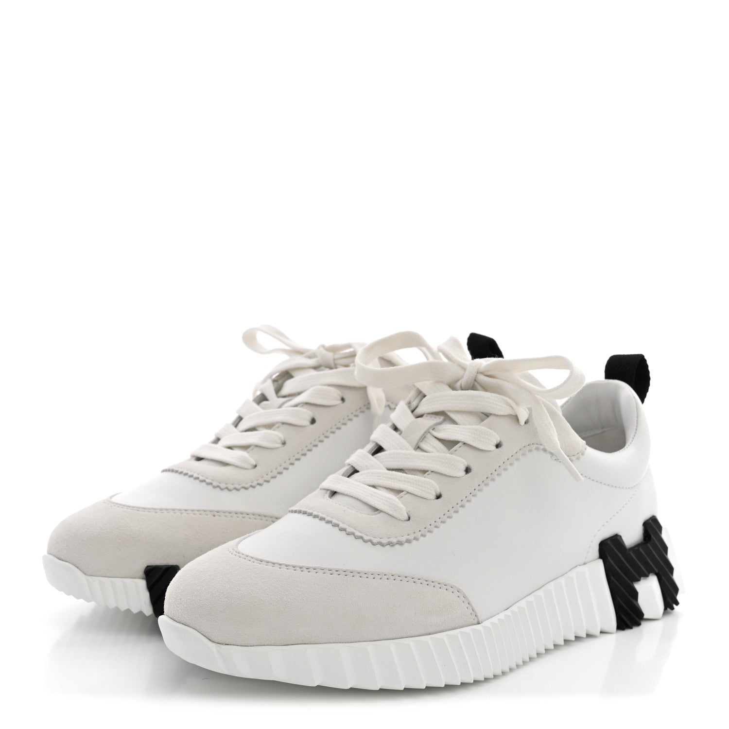 Hermes Calfskin Suede Goatskin Bouncing Sneakers 36.5 White 4 of 9