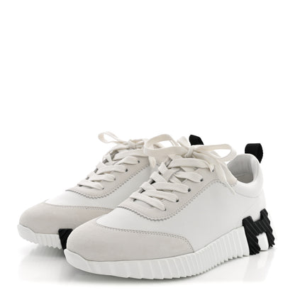 Hermes Calfskin Suede Goatskin Bouncing Sneakers 36.5 White 4 of 9