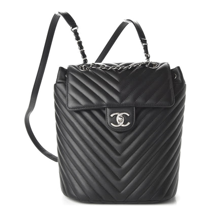 Chanel Calfskin Chevron Quilted Small Urban Spirit Backpack Black 1 of 10