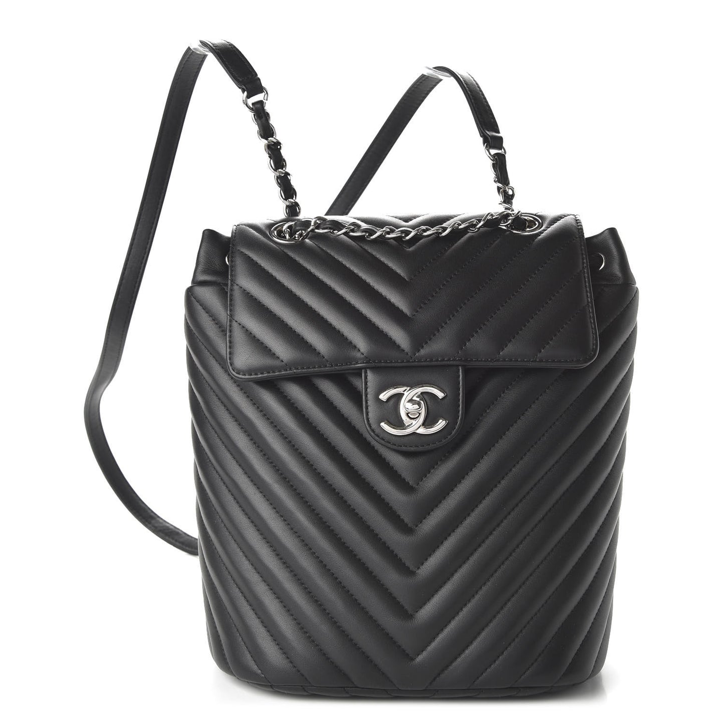Calfskin Chevron Quilted Small Urban Spirit Backpack Black