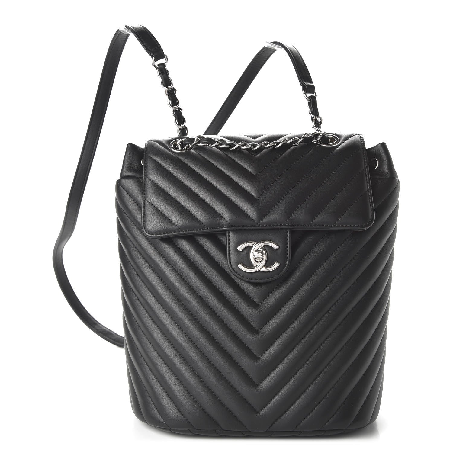 Chanel Calfskin Chevron Quilted Small Urban Spirit Backpack Black 1 of 10