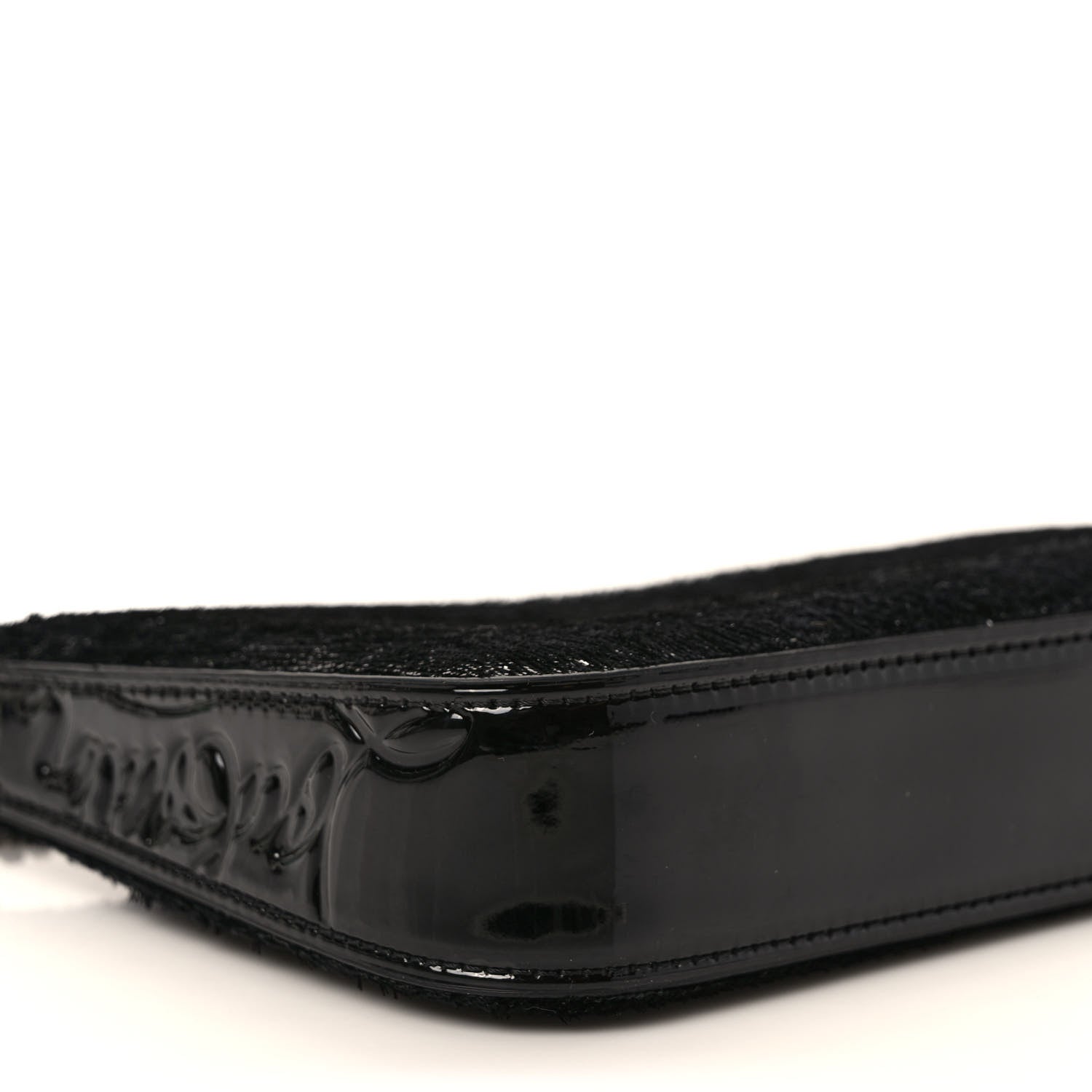 Christian Louboutin Patent Velour Loubila Chain Clutch Black 7 of 8
