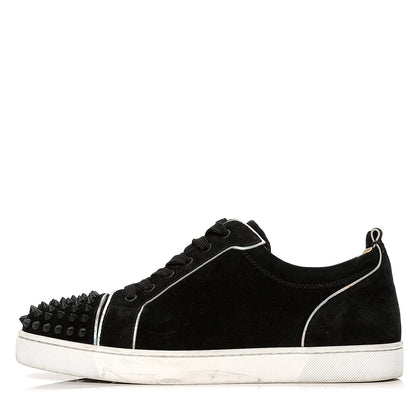 Christian Louboutin Veau Velours Womens Louis Junior Spikes Flat Sneakers 41 Black 1 of 6