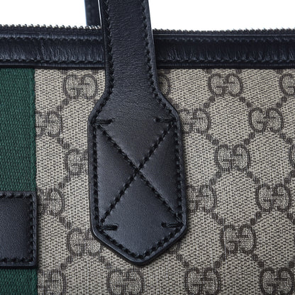 Gucci GG Supreme Monogram Web Medium Zippered Tote Beige Black 10 of 11