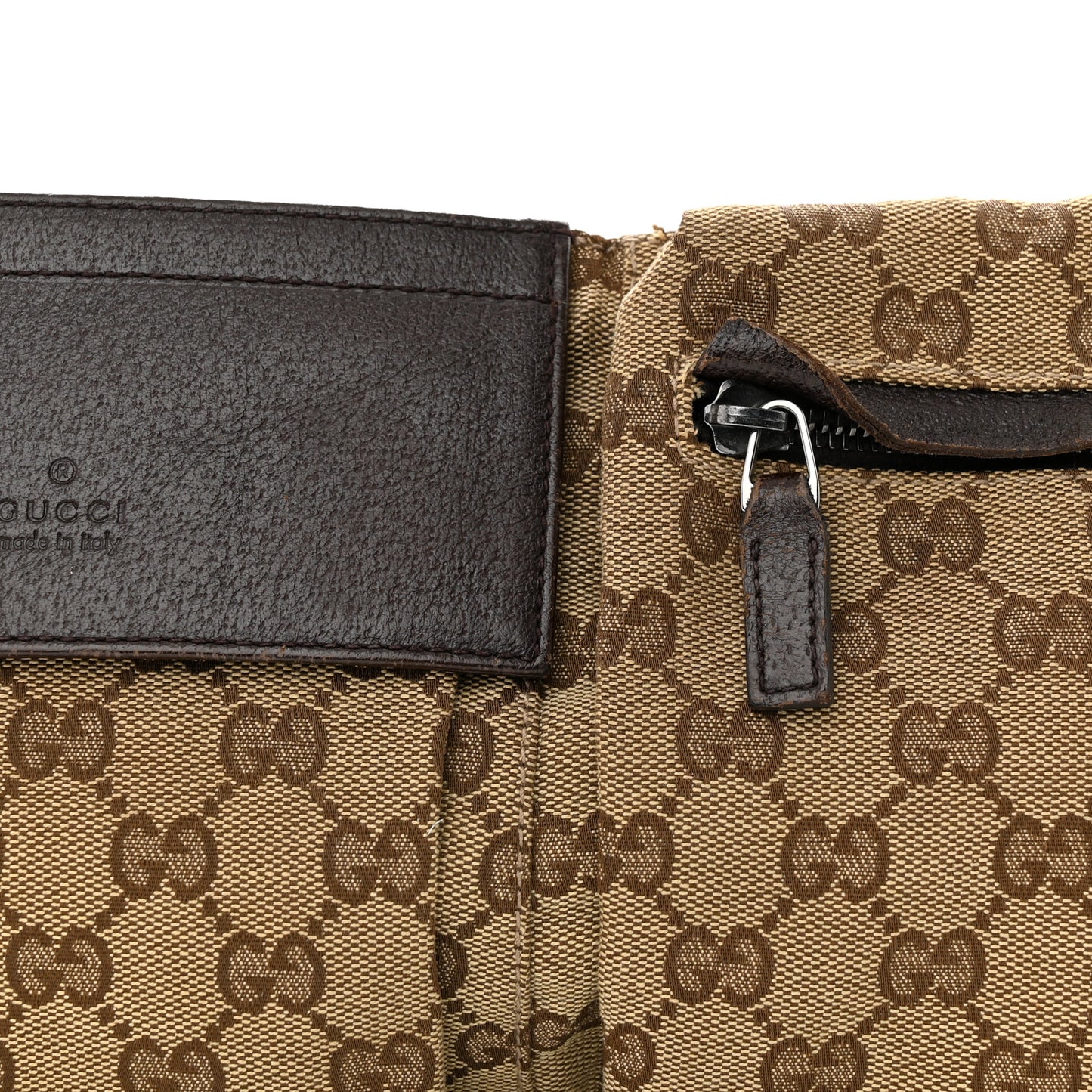 GG Monogram Web Double Pocket Belt Bag Dark Brown