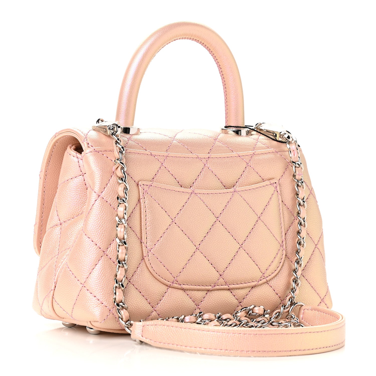 Chanel Iridescent Caviar Quilted Extra Mini Coco Handle Flap Light Pink 3 of 9