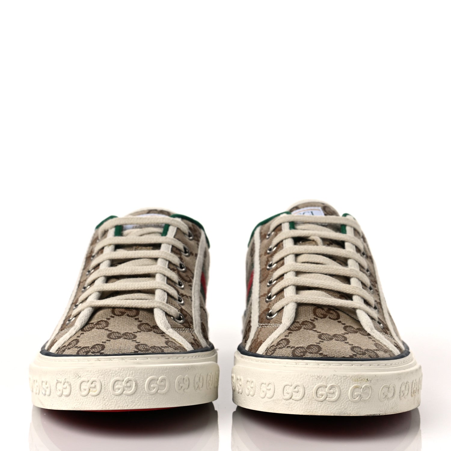 Gucci GG Monogram Web Mens 1977 Tennis Sneakers 8 Beige Ebony Mystic White 2 of 8