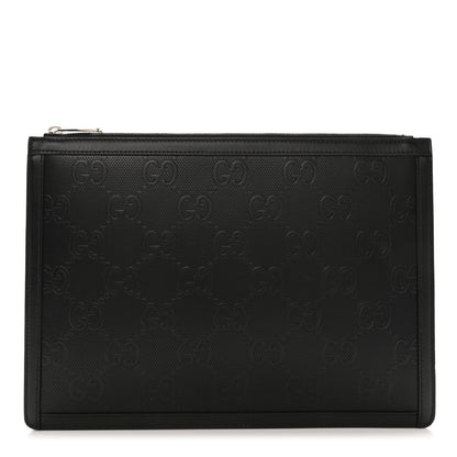 Gucci Calfskin GG Tennis Embossed Zip Pouch Black 1 of 7