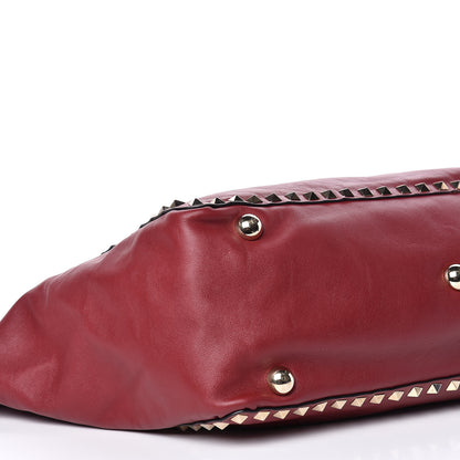 Valentino Garavani Vitello Medium Rockstud Tote Dark Red 5 of 15