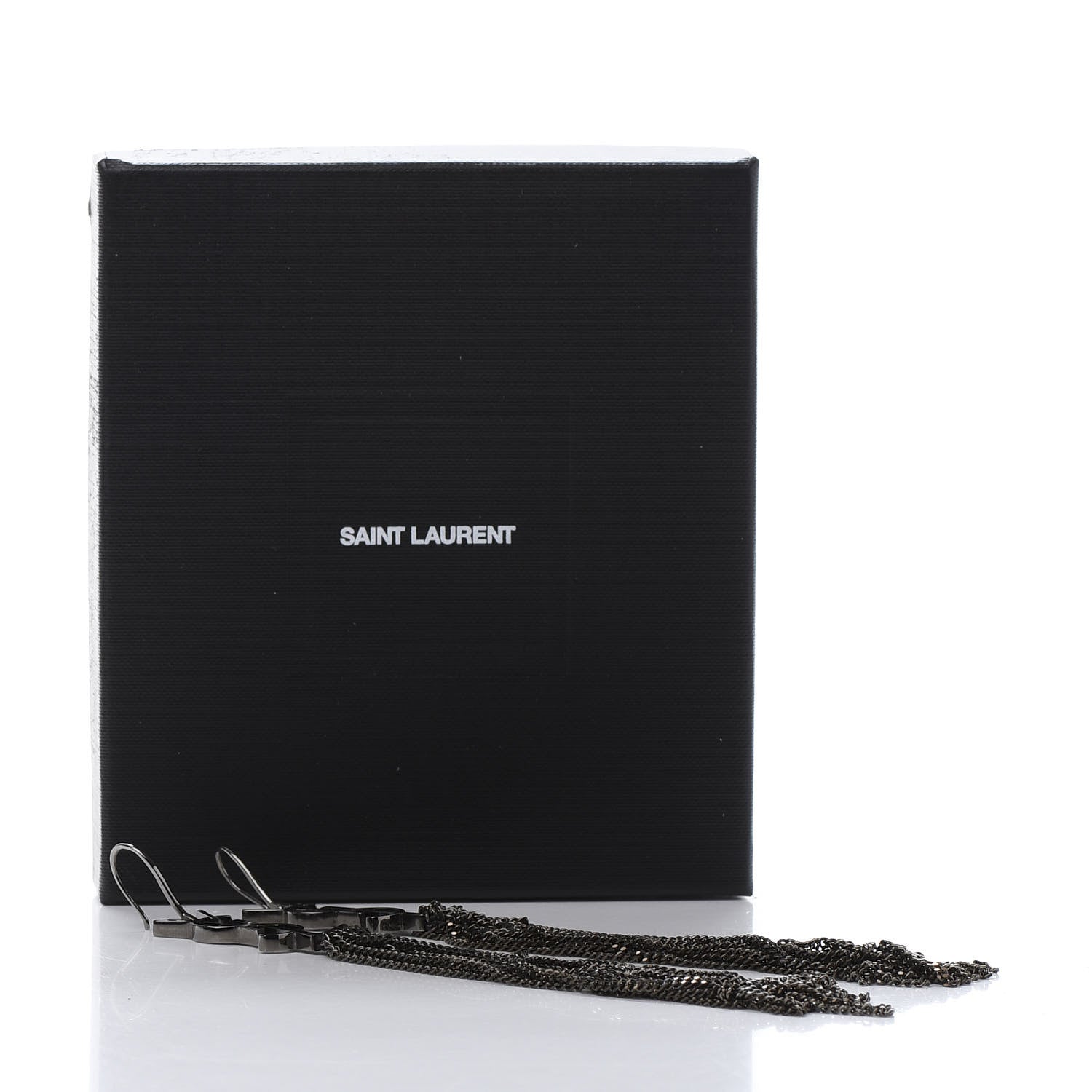 Saint Laurent Brass Monogram Chain Earrings 5 of 5