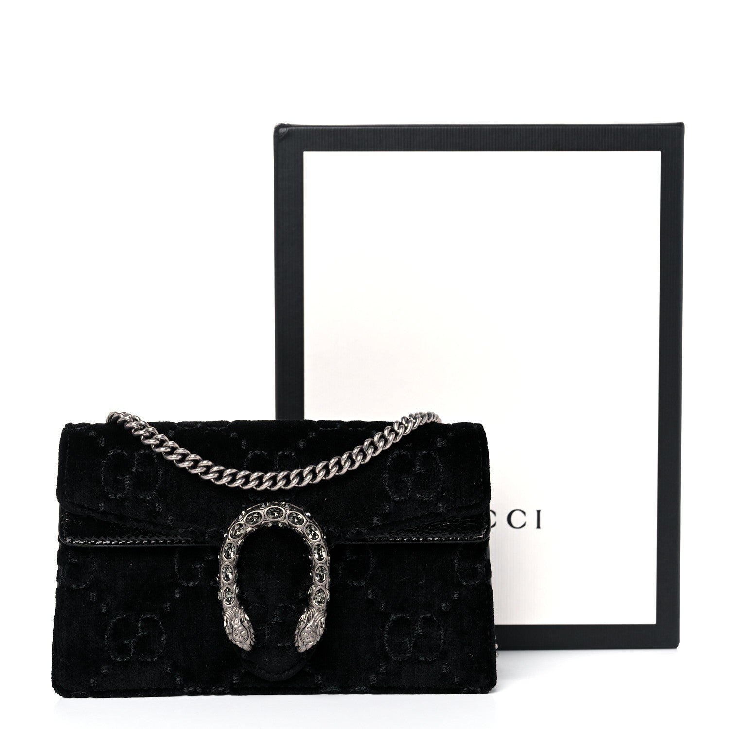 Gucci Velvet GG Monogram Super Mini Dionysus Shoulder Bag Black 22 of 23