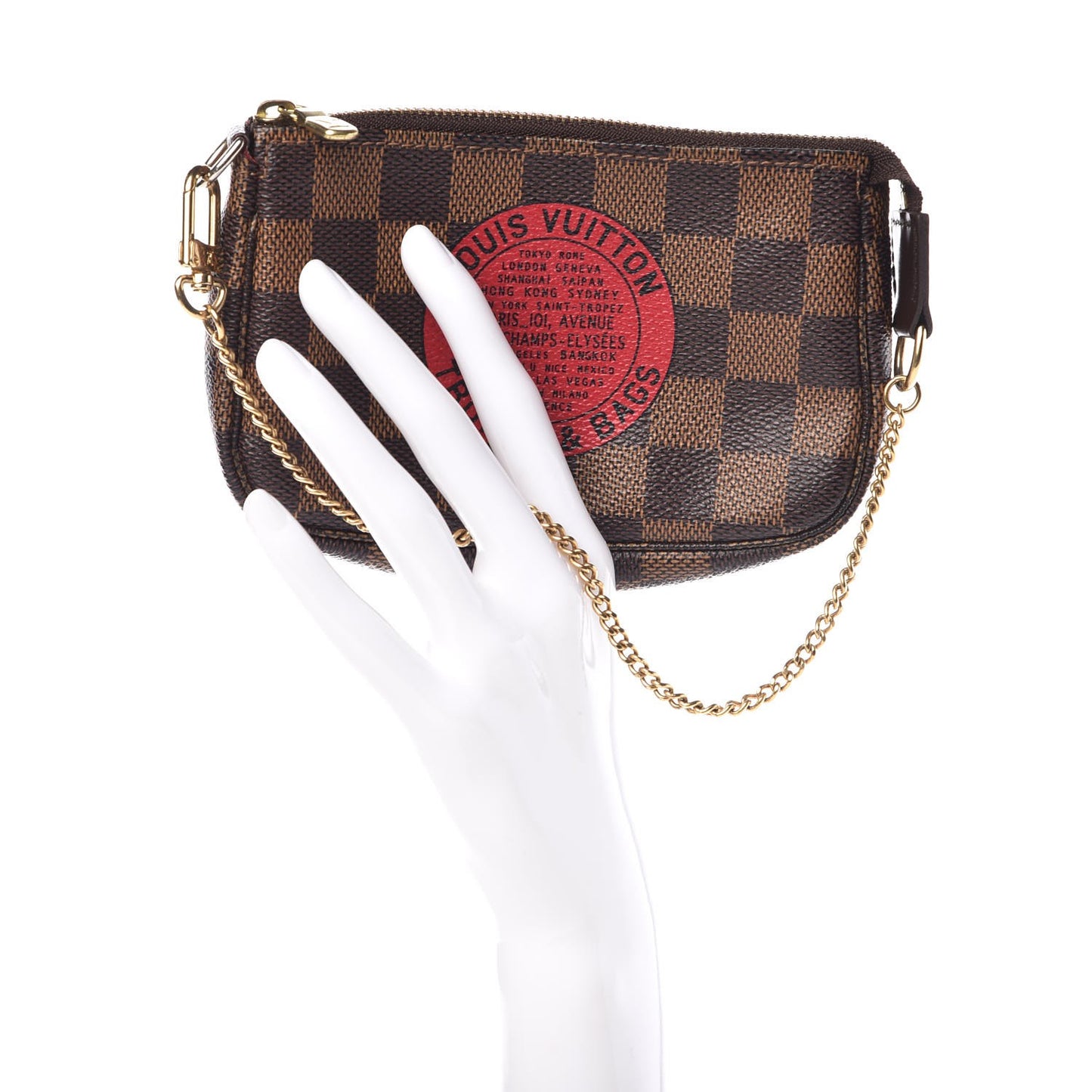 Damier Ebene Complice Trunks and Bags Mini Pochette Accessories Red