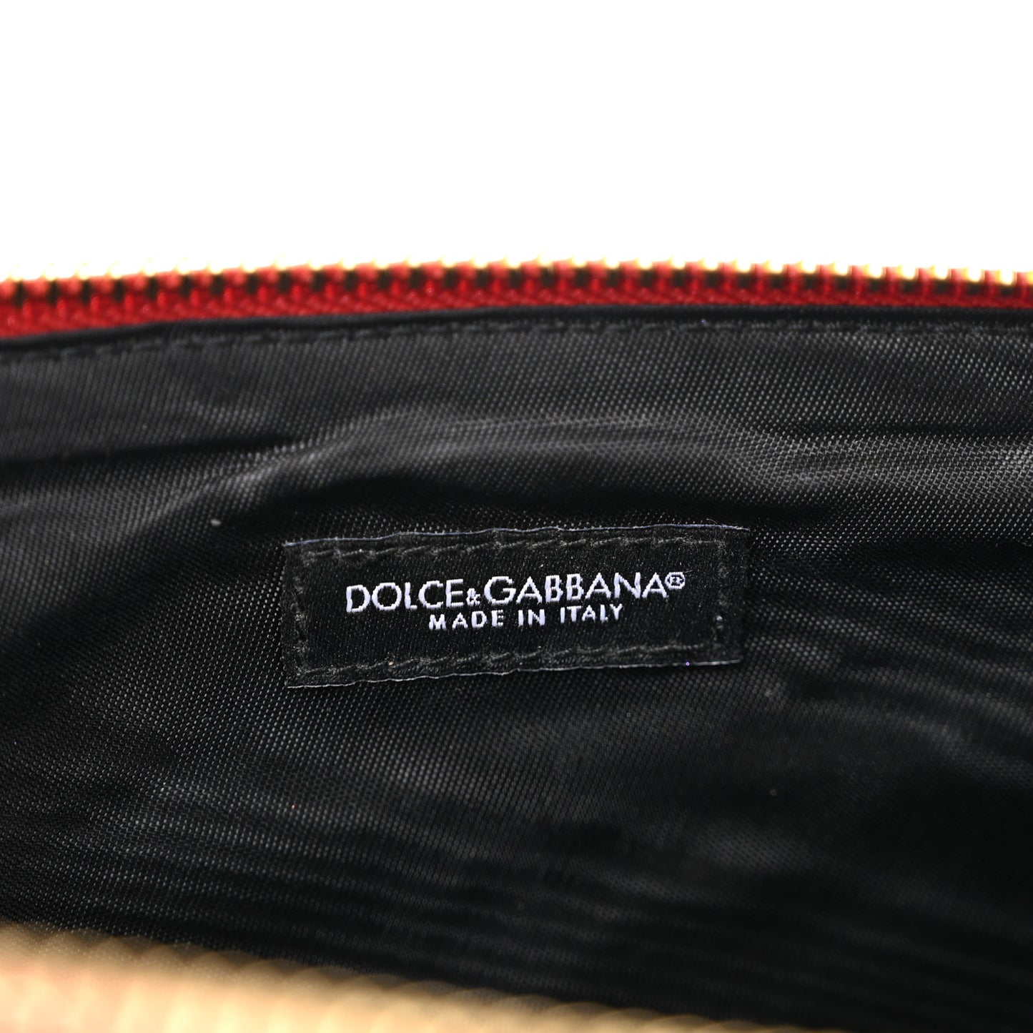 Calfskin Rose Print Zip Pouch Red Multicolor