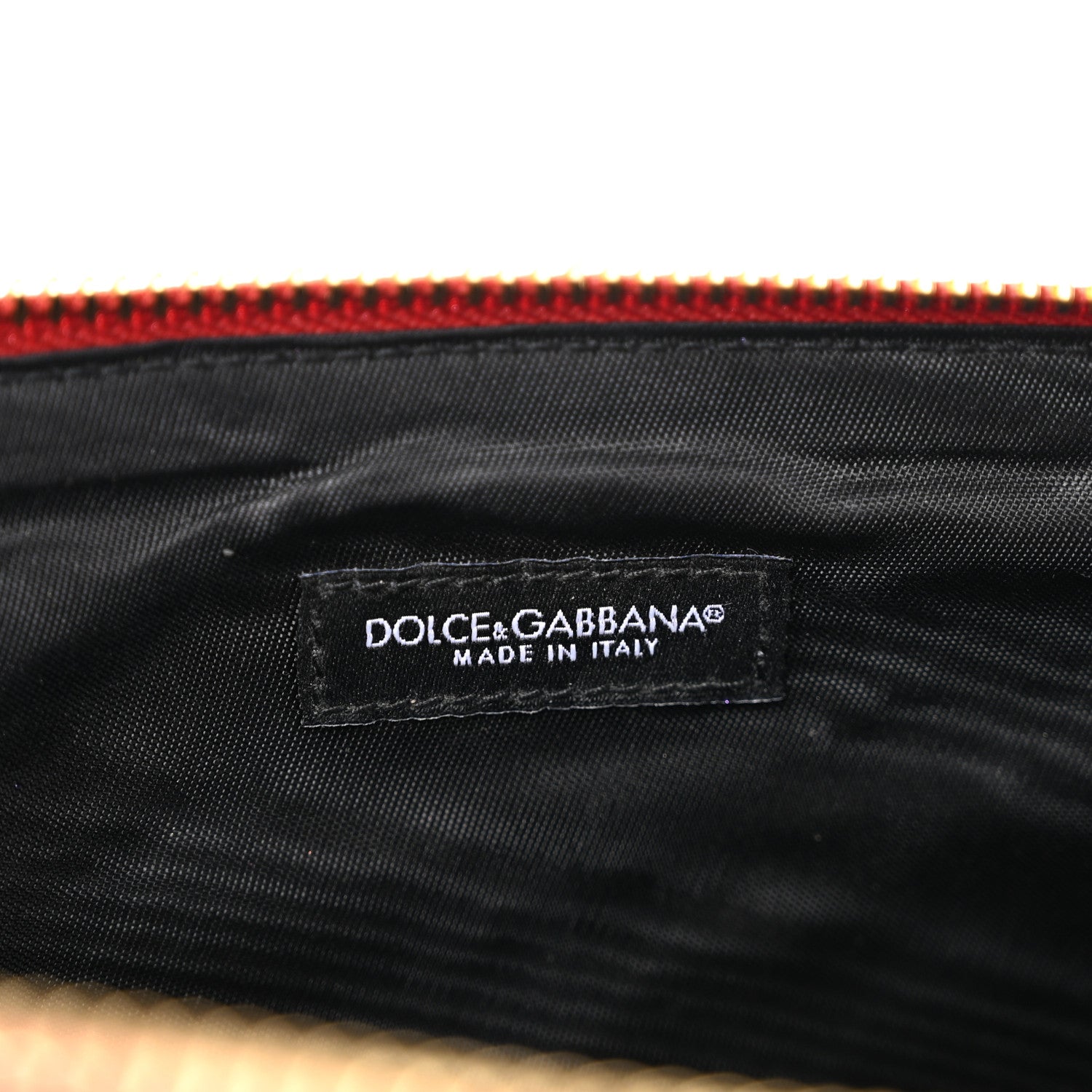 Dolce & Gabbana Calfskin Rose Print Zip Pouch Red Multicolor 6 of 9