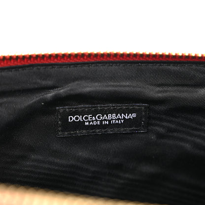 Dolce & Gabbana Calfskin Rose Print Zip Pouch Red Multicolor 6 of 9