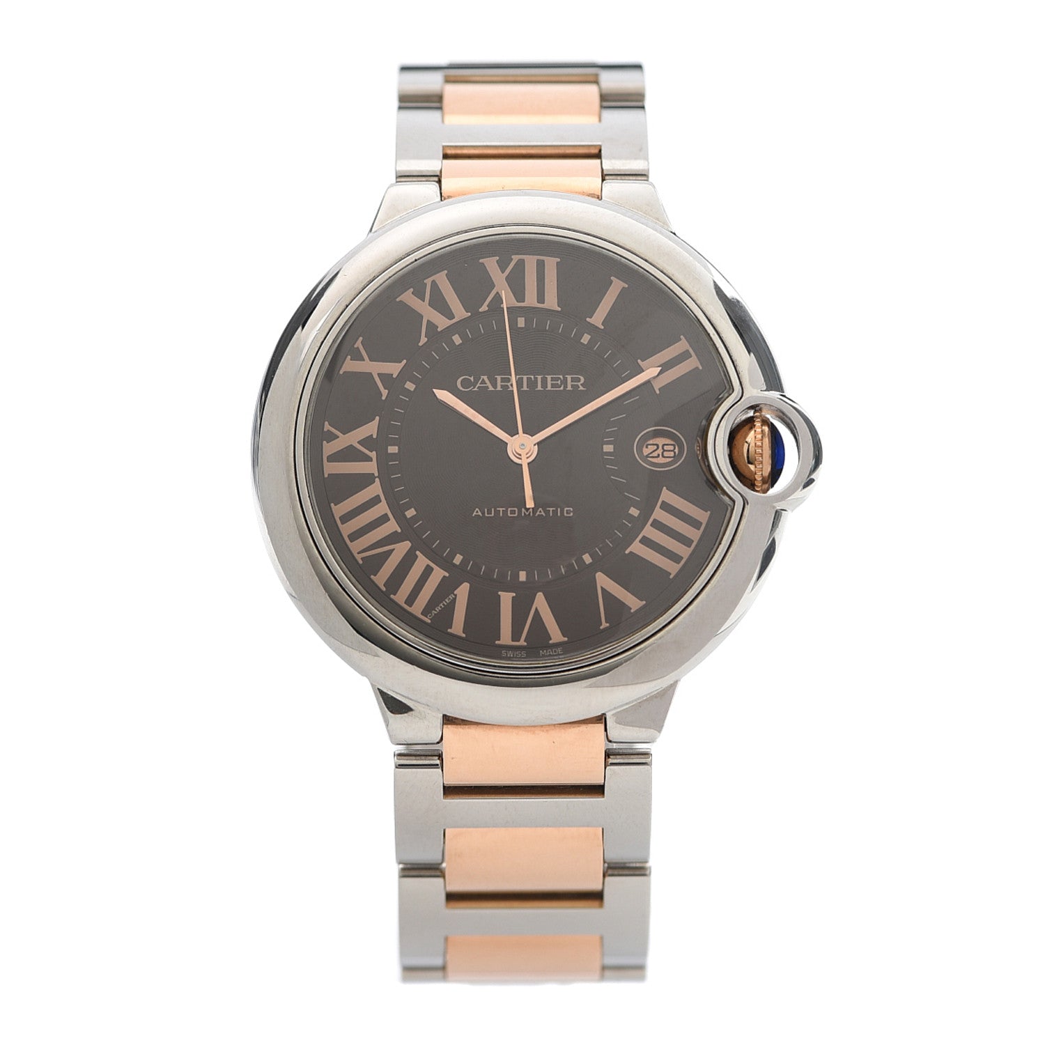Cartier Stainless Steel 18K Pink Gold 42mm Ballon Bleu De Automatic Watch Brown 1 of 5