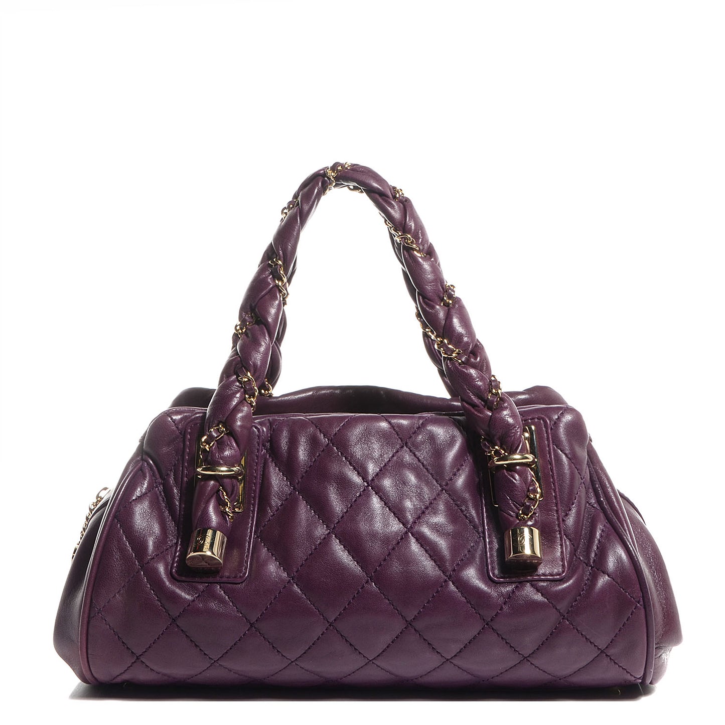 Distressed Lambskin Lady Braid Bowler Purple