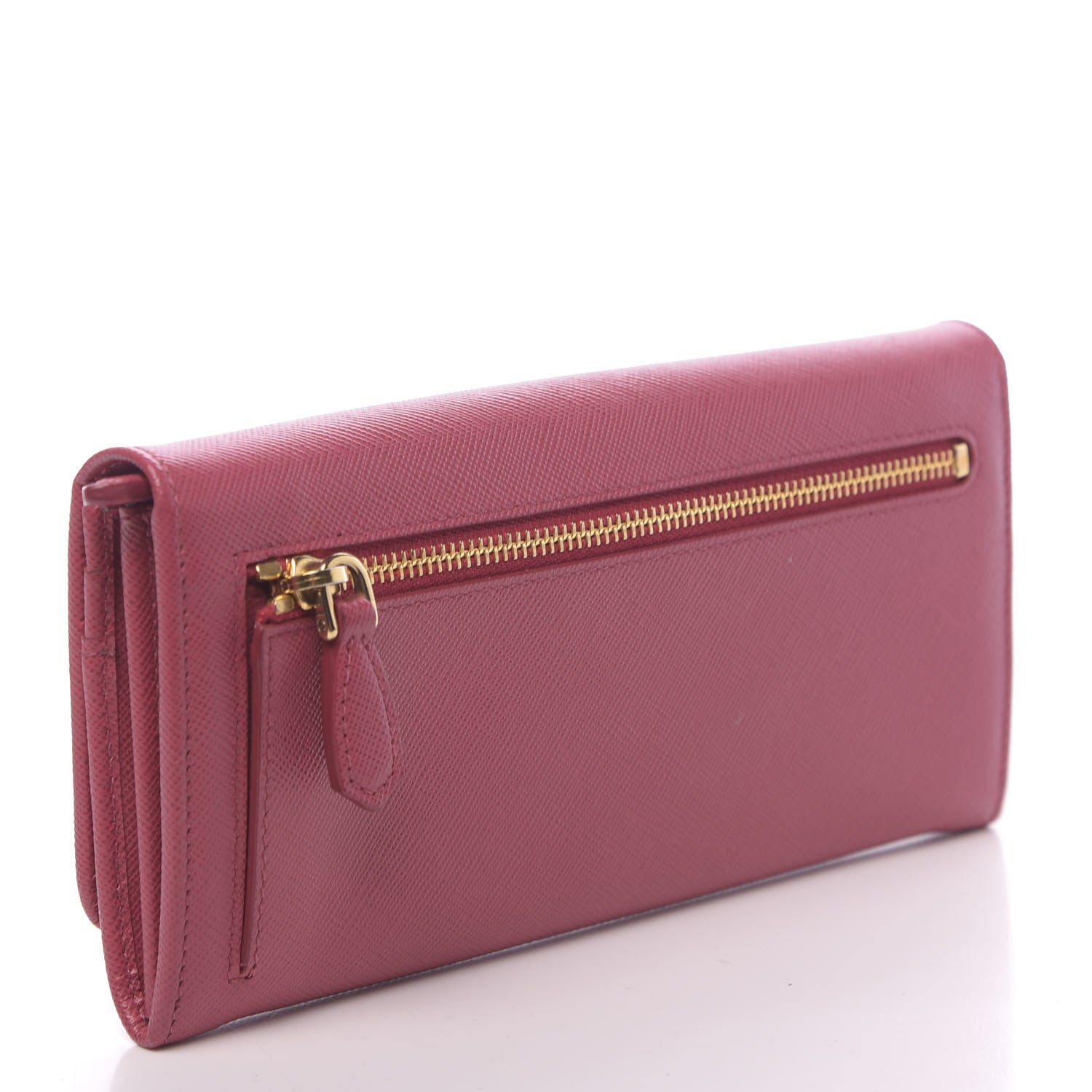 Prada Saffiano Metal Continental Flap Wallet Peonia 3 of 10