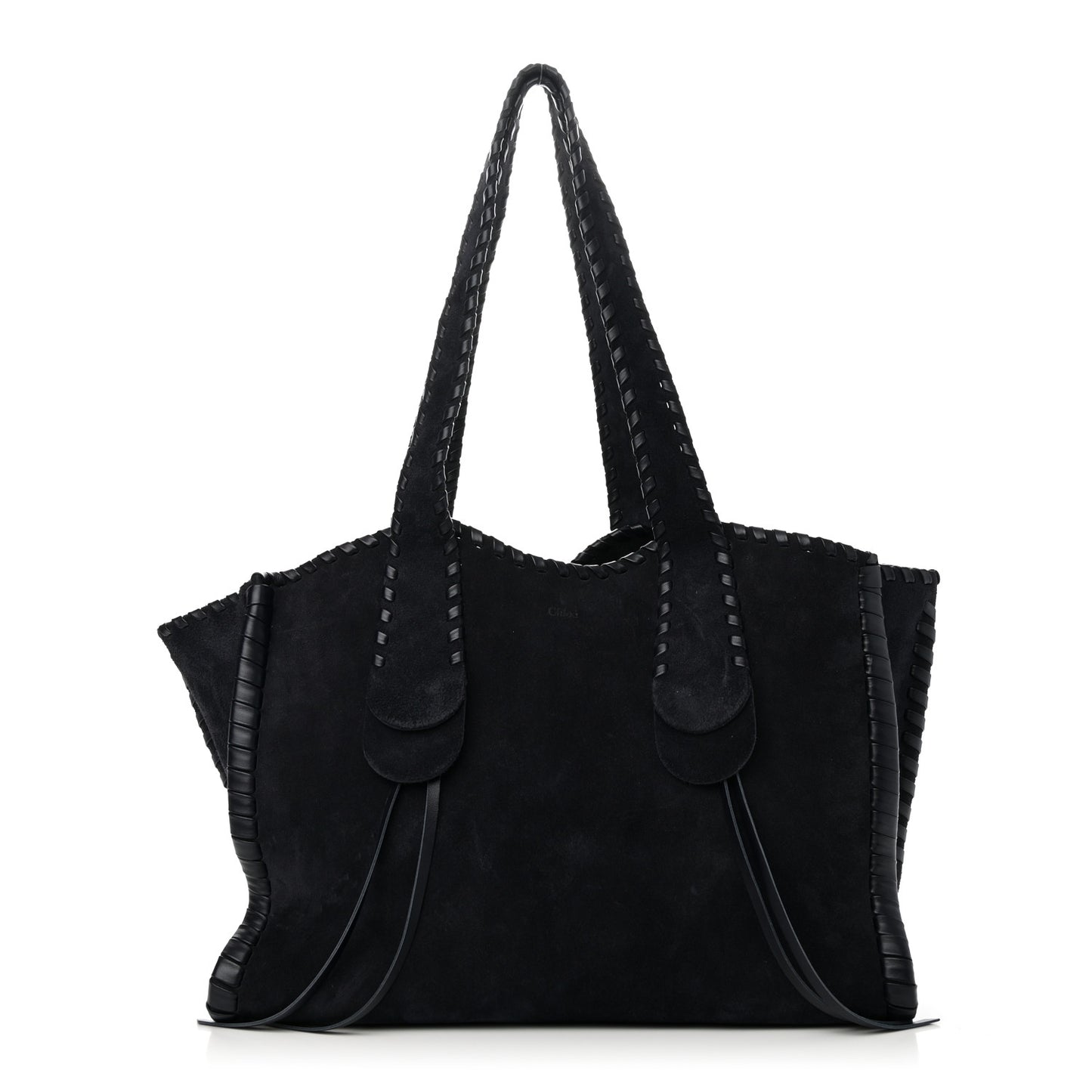 Suede Calfskin Large Mony Tote Midnight