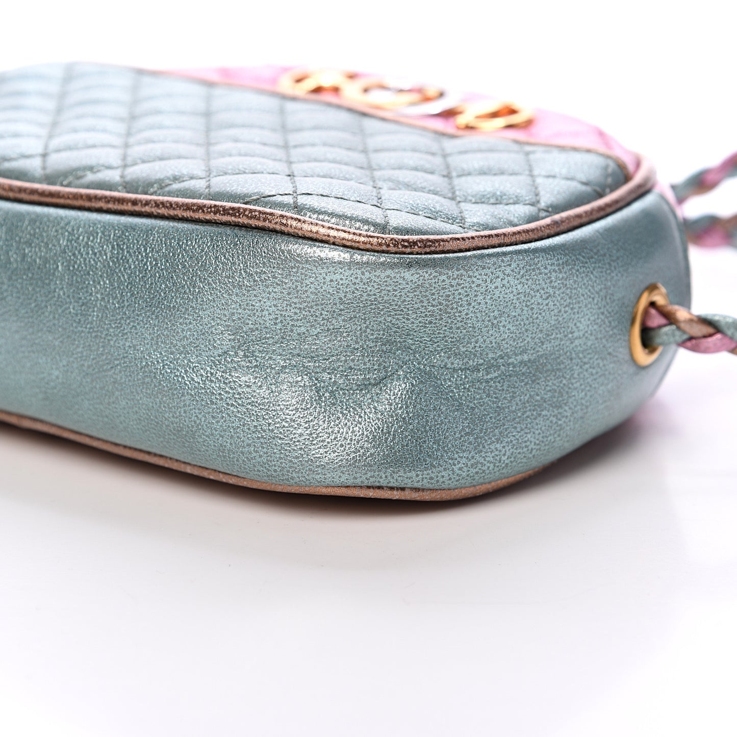 Laminated Nappa Trapuntata Mini Zumi Dome Shoulder Bag Rosa Lago Rame