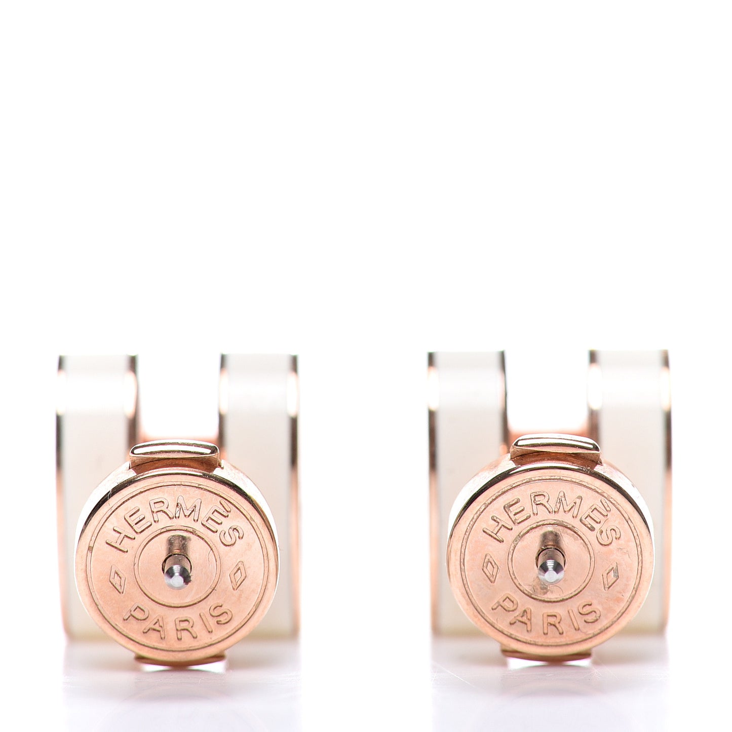Rose Gold Lacquered Pop H Earrings Ecru