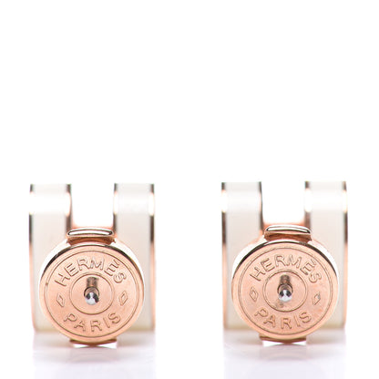 Hermes Rose Gold Lacquered Pop H Earrings Ecru 2 of 3