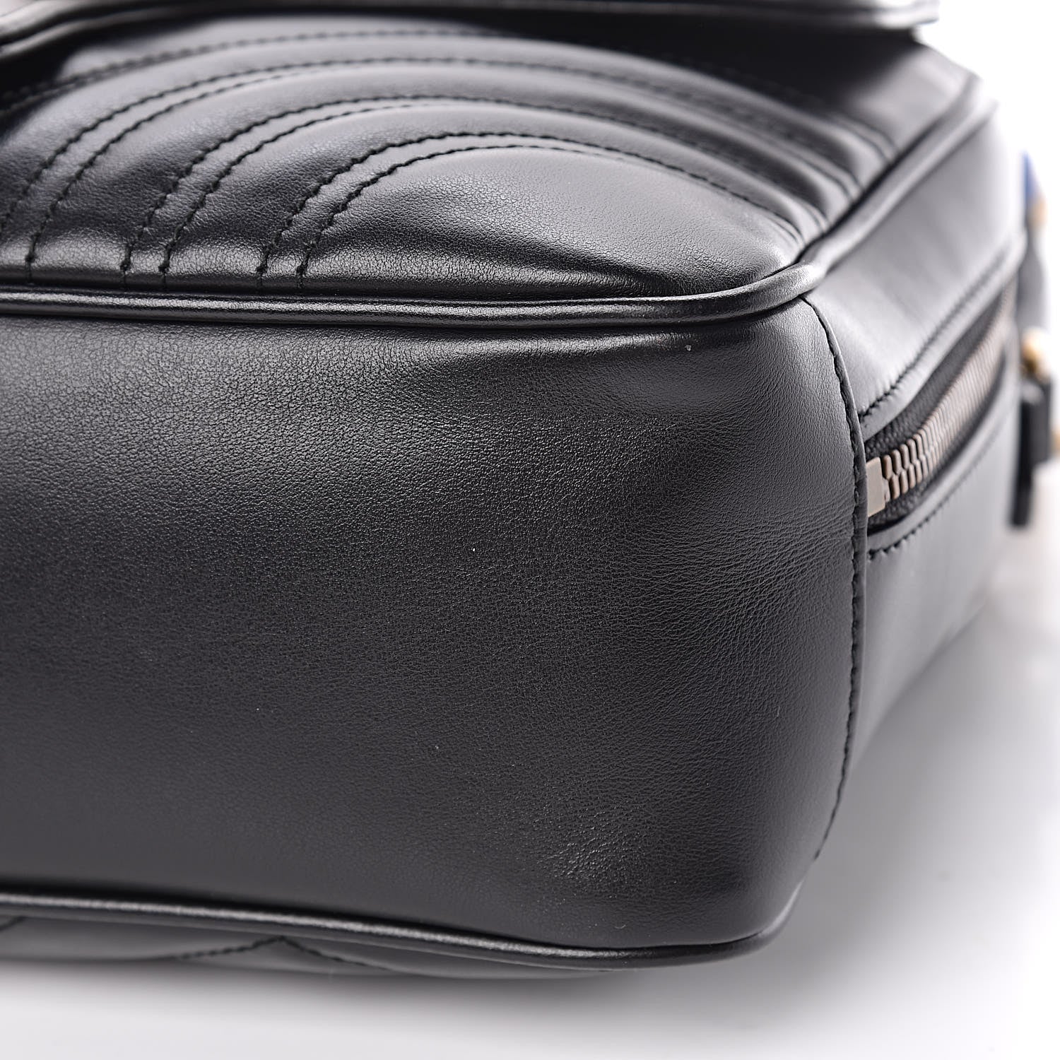 Gucci Calfskin Matelasse Sylvie Web Small GG Marmont Top Handle Shoulder Bag Black 9 of 9