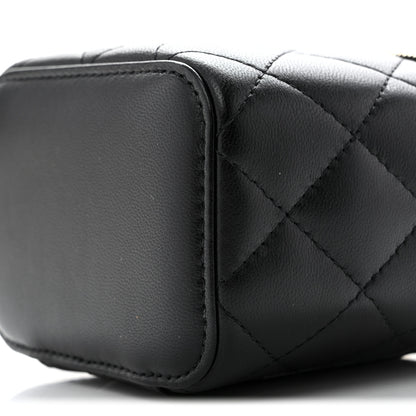 Chanel Lambskin Quilted Top Handle Mini Vanity Case With Chain Black 10 of 10