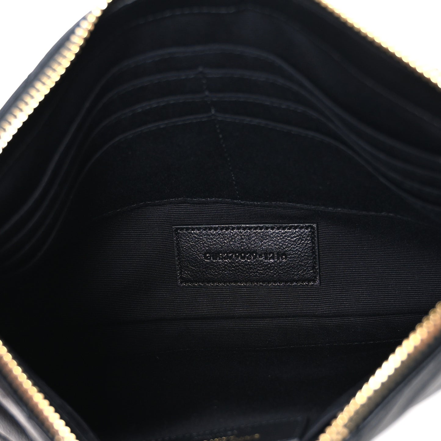 Calfskin Matelasse Chevron Monogram A5 Wristlet Black
