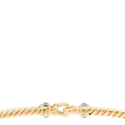 David Yurman 18K Yellow Gold Diamond 2.6mm Cable Collectibles Buckle Bracelet 3 of 4