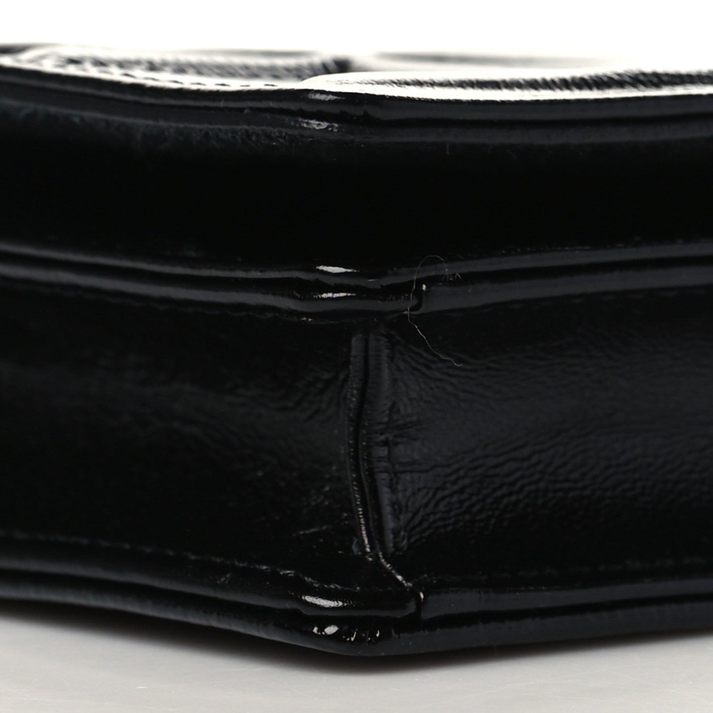 Crinkled Calfskin Diorama Wallet on Chain Pouch Black