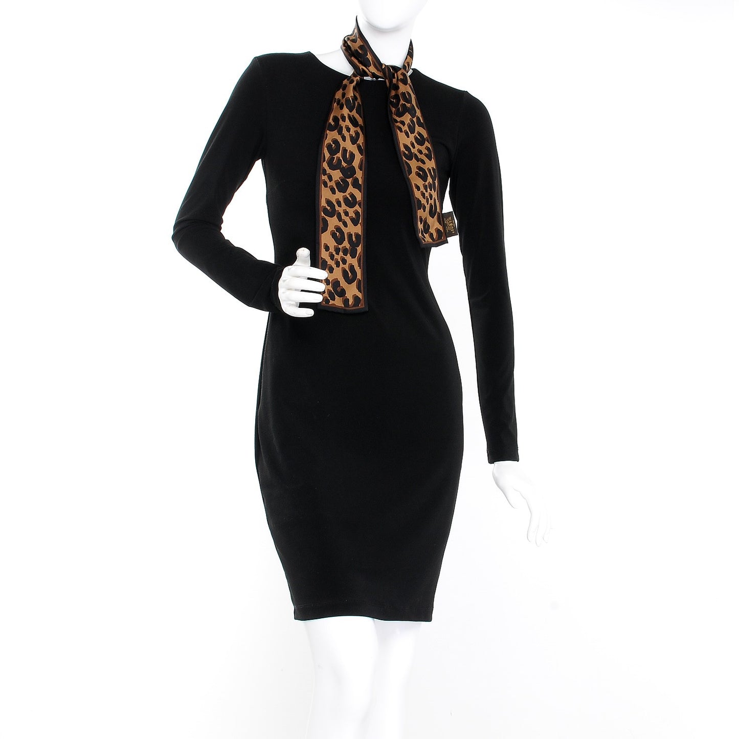 Silk Leopard Bandeau Scarf Marron