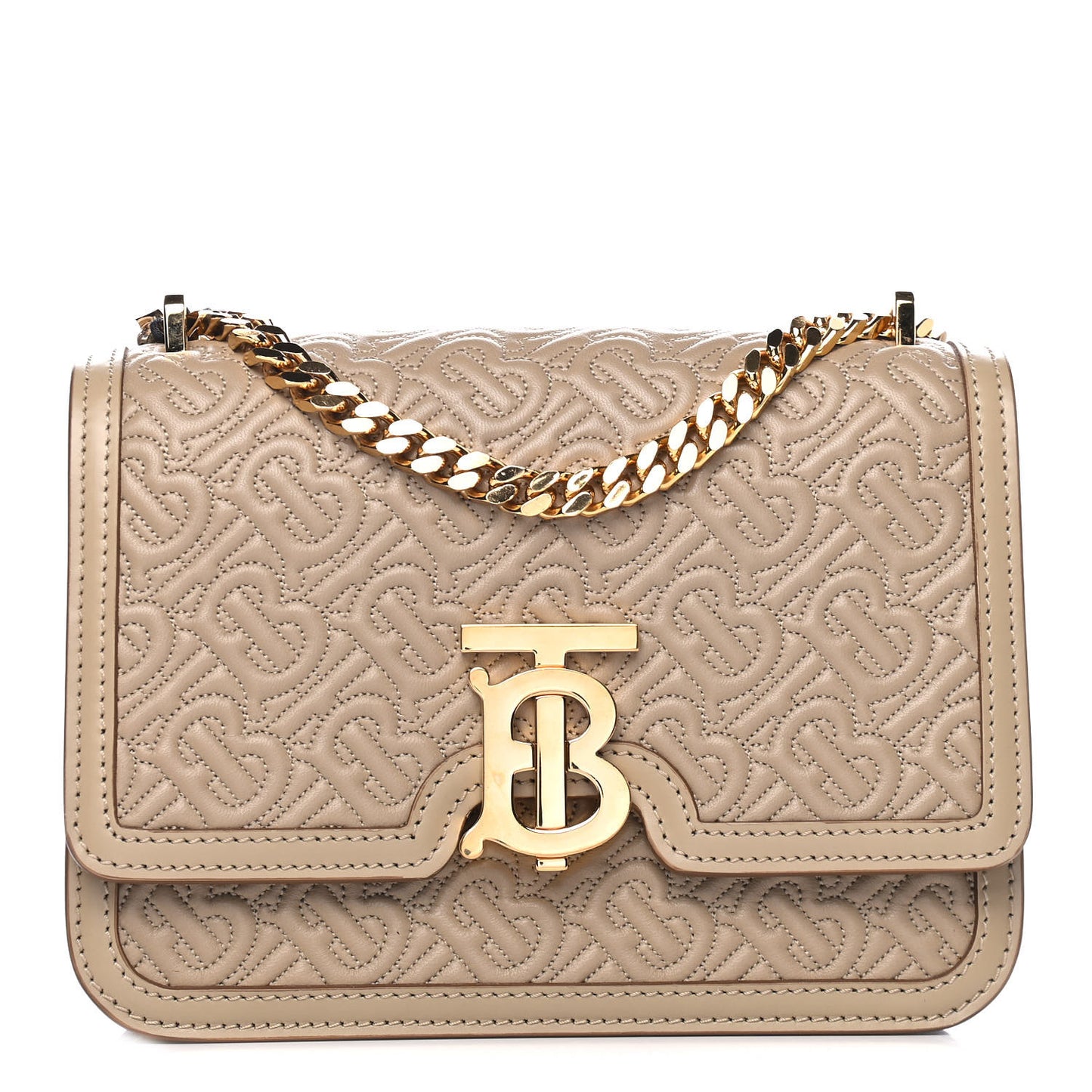 Calfskin Monogram Embossed Small TB Chain Bag Honey