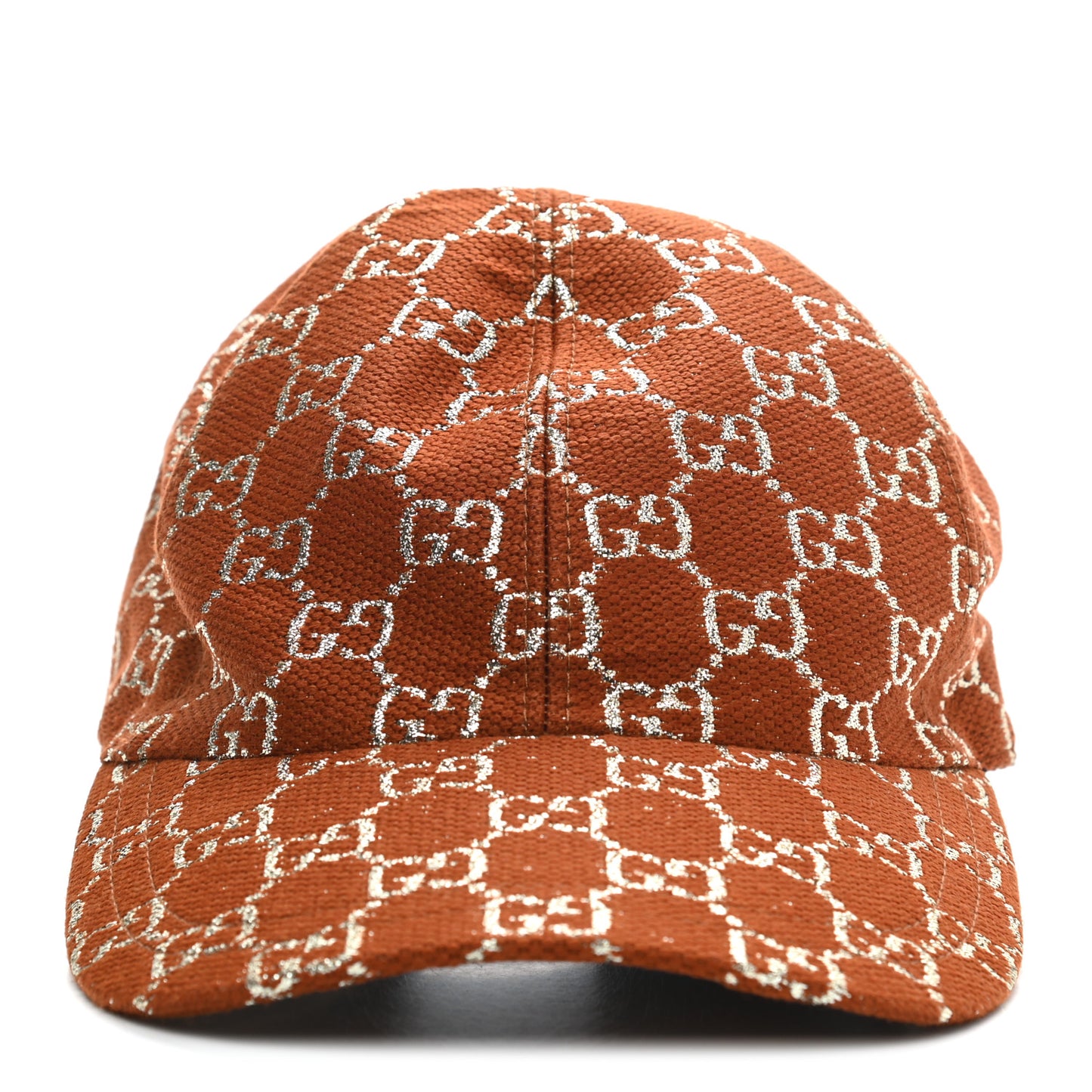 Canvas Lame GG Monogram Rush Baseball Hat S Burnt Orange Silver
